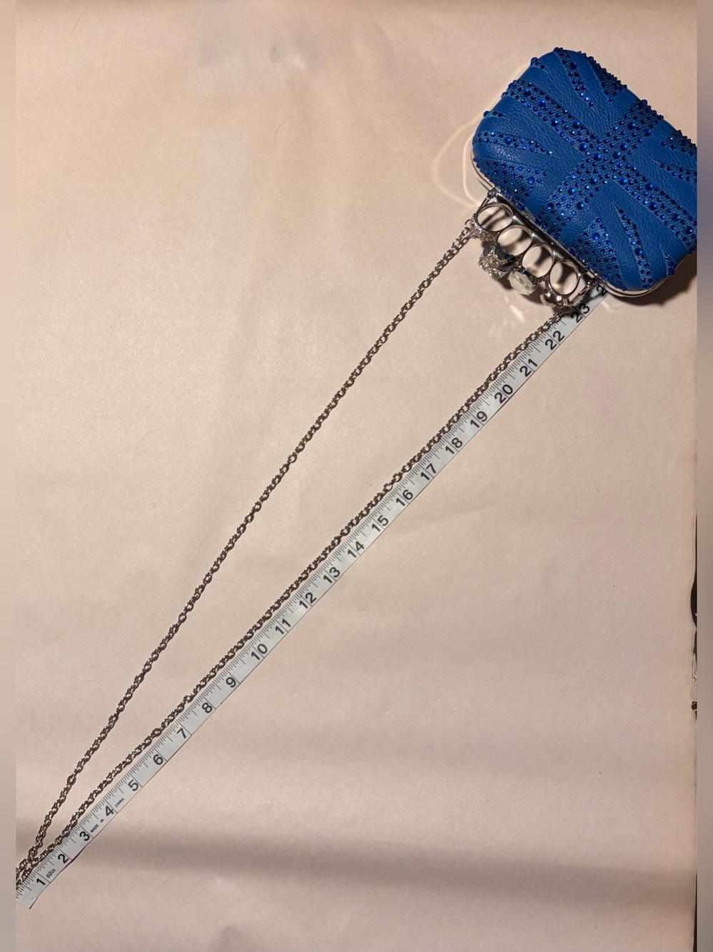 Bold Blue Jeweled Knuckle Clutch - Picture 5 of 9